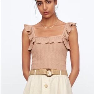 Zara Knit Ruffled Top